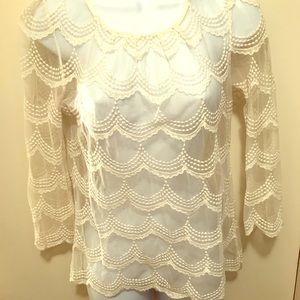 Ivory lace 3/4” sleeve top  Forever 21